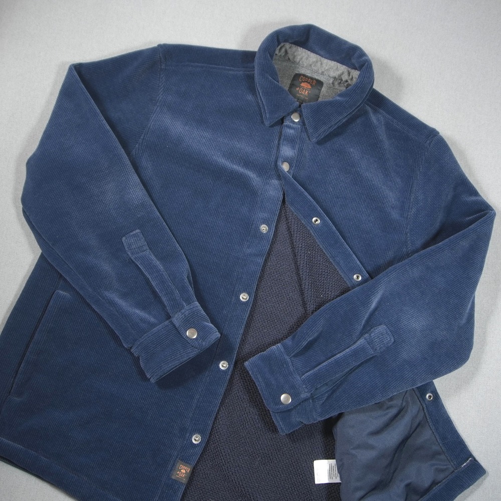 Velvet Corduroy Lined Snap Men Shirt Jacket L Overshirt Soft Coastal Thick Cabin